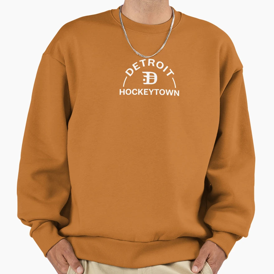 Detroit Hockeytown Badge White Sweatshirt - Minimalist Print Men Women - T-Shirt, Sweatshirt, Hoodie