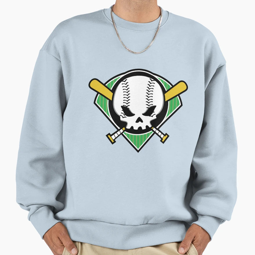 Skull Baseball Sweatshirt - Trendy Graphic Men Women - T-Shirt, Sweatshirt, Hoodie