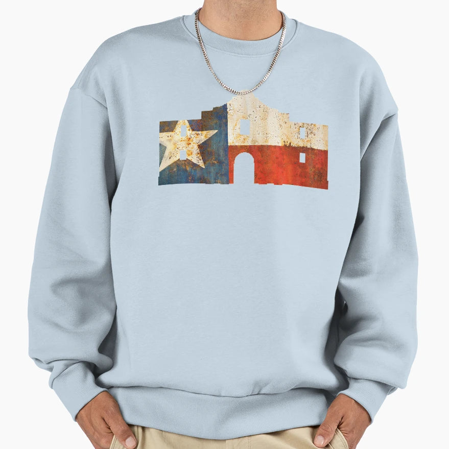 Alamo Texas Flag Sweatshirt - Aesthetic Graphic for Adults - T-Shirt, Sweatshirt, Hoodie