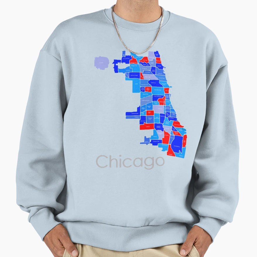 Chicago Red Blue Sweatshirt - Casual Everyday Wear Unisex - T-Shirt, Sweatshirt, Hoodie