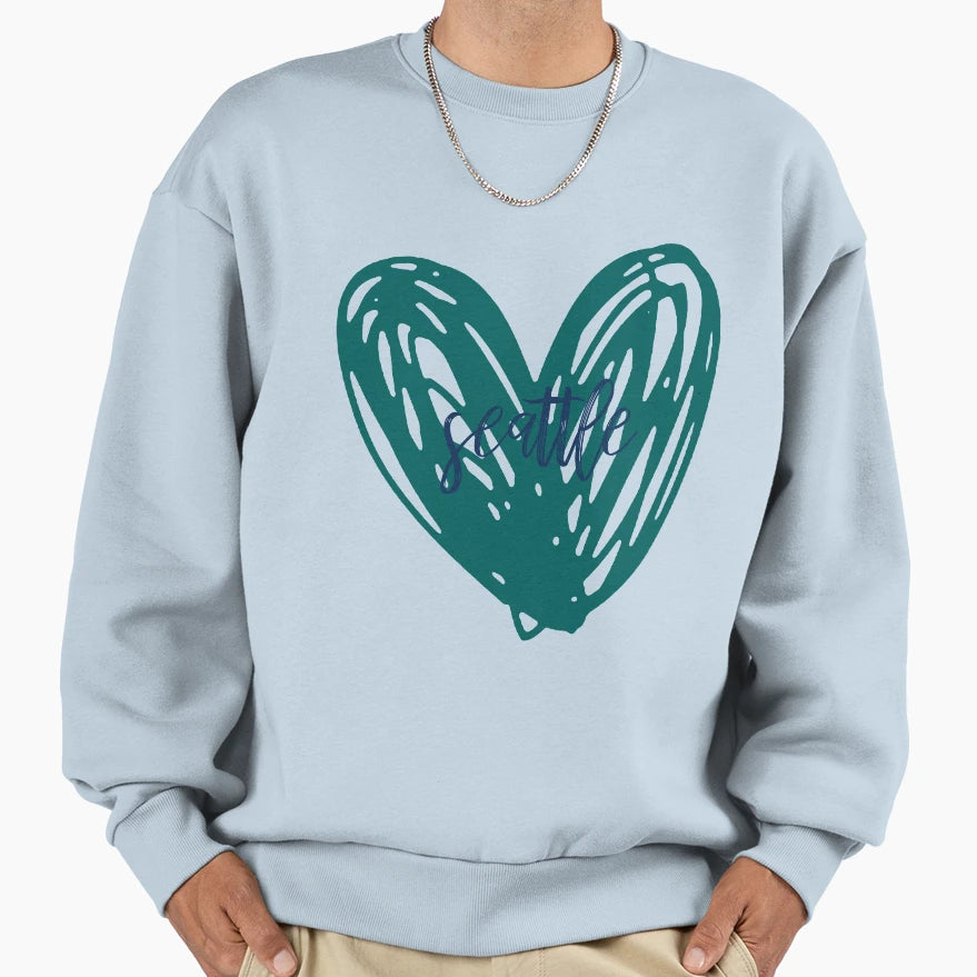 Seattle Heart Sweatshirt - Graphic Print for Adults - T-Shirt, Sweatshirt, Hoodie