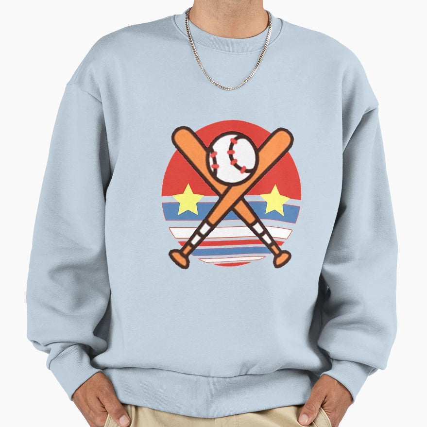 Crossed Bats And Baseball Sweatshirt - Fun Novelty Design for Adults - T-Shirt, Sweatshirt, Hoodie