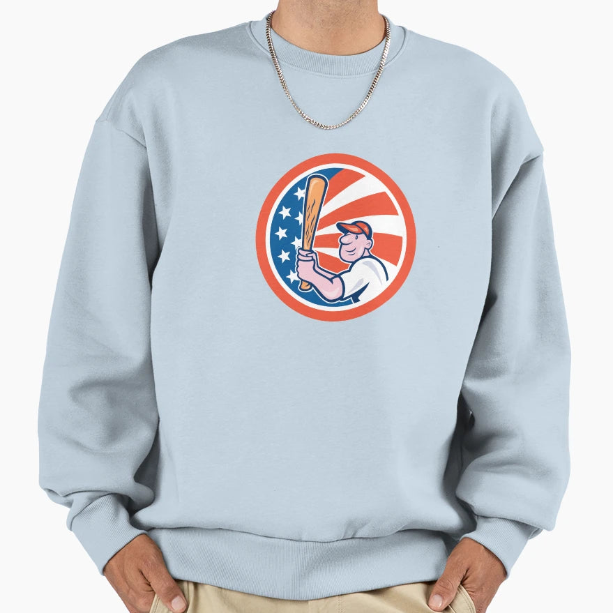 American Baseball Player Batting Sweatshirt - Streetwear Style Men Women - T-Shirt, Sweatshirt, Hoodie