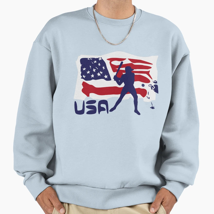 Baseball Usa Sweatshirt - Fun Novelty Design Men Women - T-Shirt, Sweatshirt, Hoodie