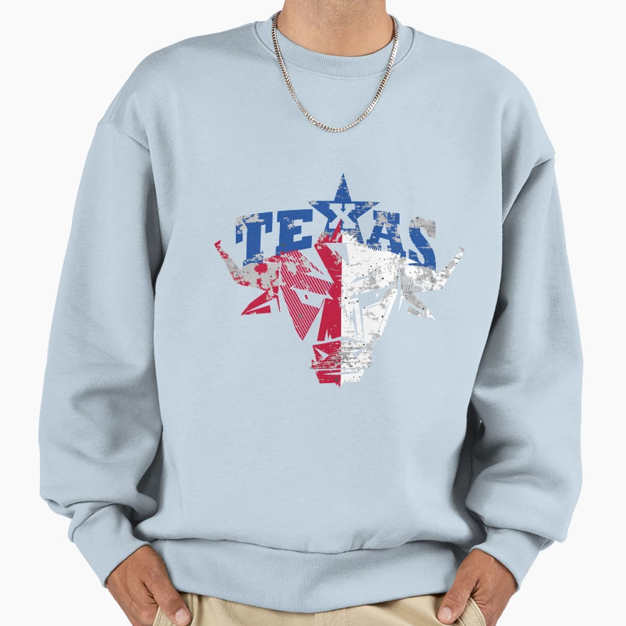 Texas Bull Red White Blue Sweatshirt - Aesthetic Graphic Men Women - T-Shirt, Sweatshirt, Hoodie