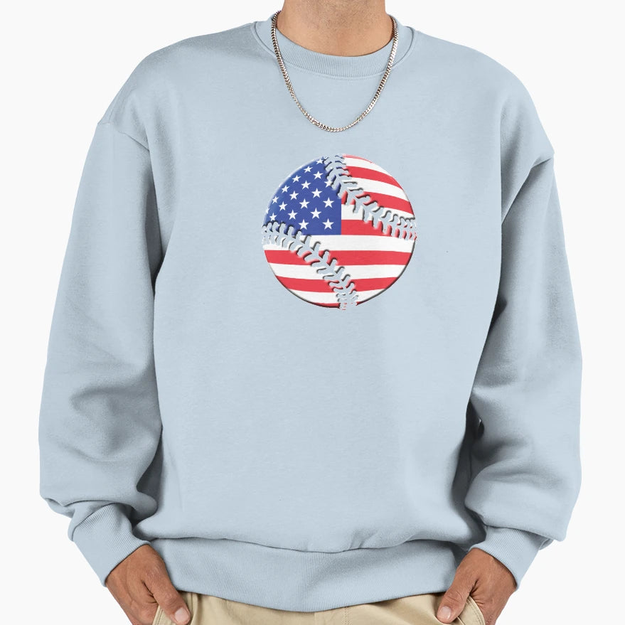 Usa Softball Baseball American Flag Sweatshirt - Trendy Graphic Unisex - T-Shirt, Sweatshirt, Hoodie