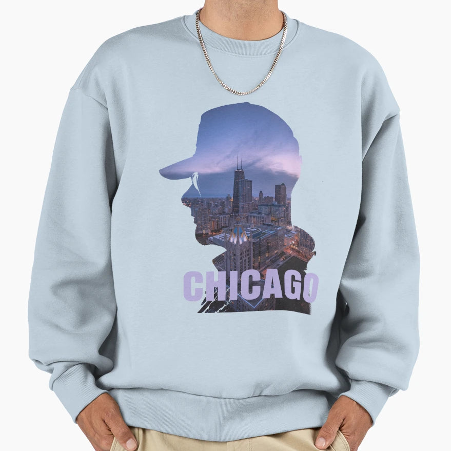 Chicago City Skyline Art Souvenir Sweatshirt - Novelty Apparel for Adults - T-Shirt, Sweatshirt, Hoodie