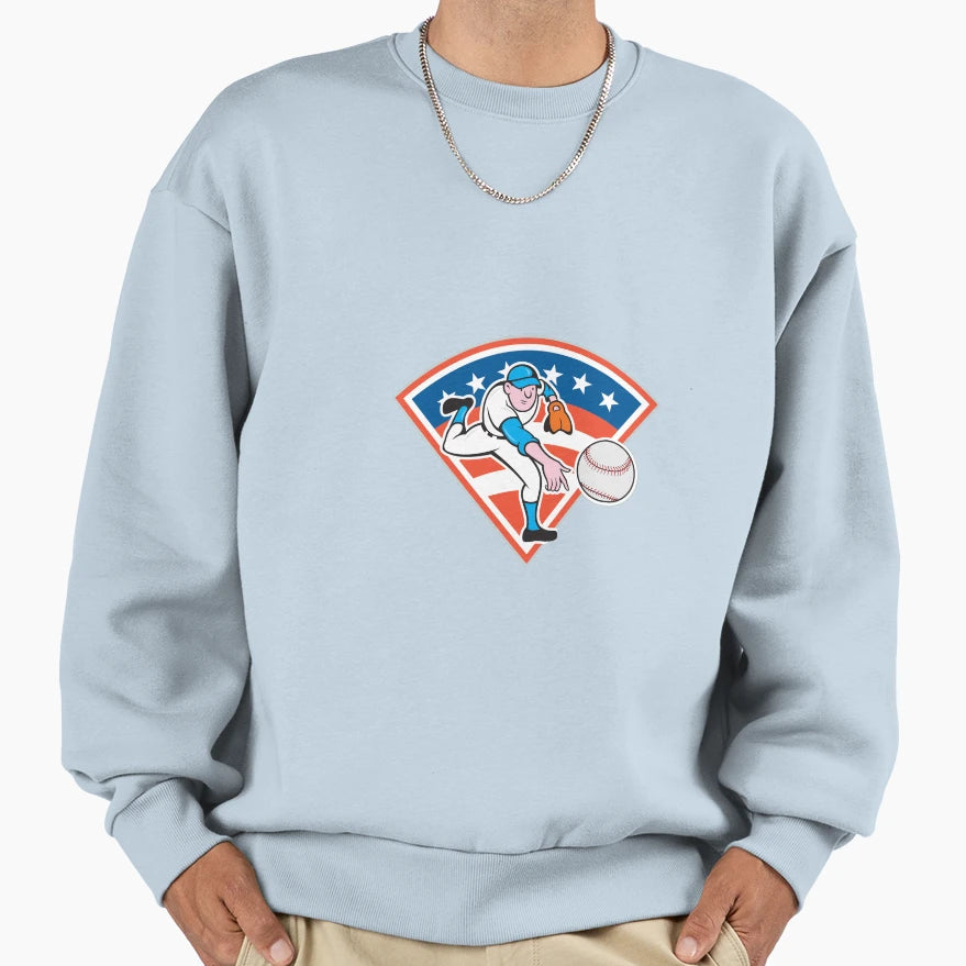 American Baseball Pitcher Throwing Sweatshirt - Trendy Graphic for Adults - T-Shirt, Sweatshirt, Hoodie
