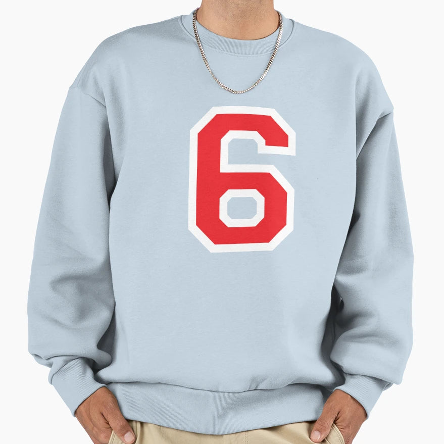 Jersey Uniform Number 6 Block Sweatshirt - Minimalist Print Unisex - T-Shirt, Sweatshirt, Hoodie