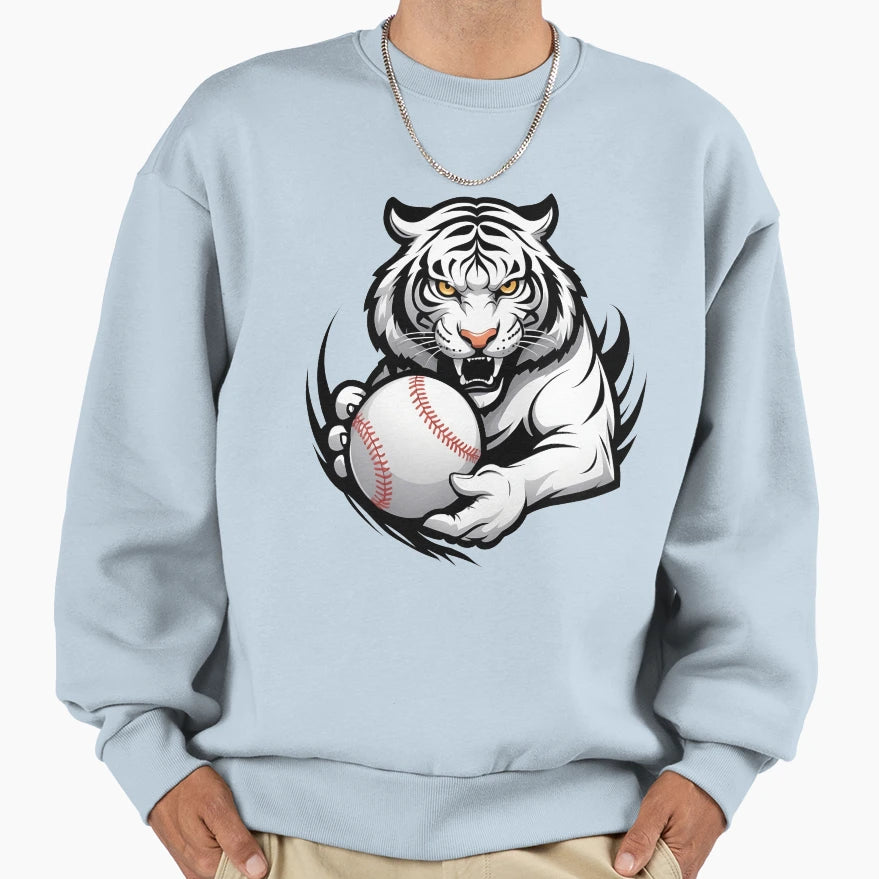 Baseball Tiger White Tiger Baseball Sweatshirt - Unique Graphic Men Women - T-Shirt, Sweatshirt, Hoodie