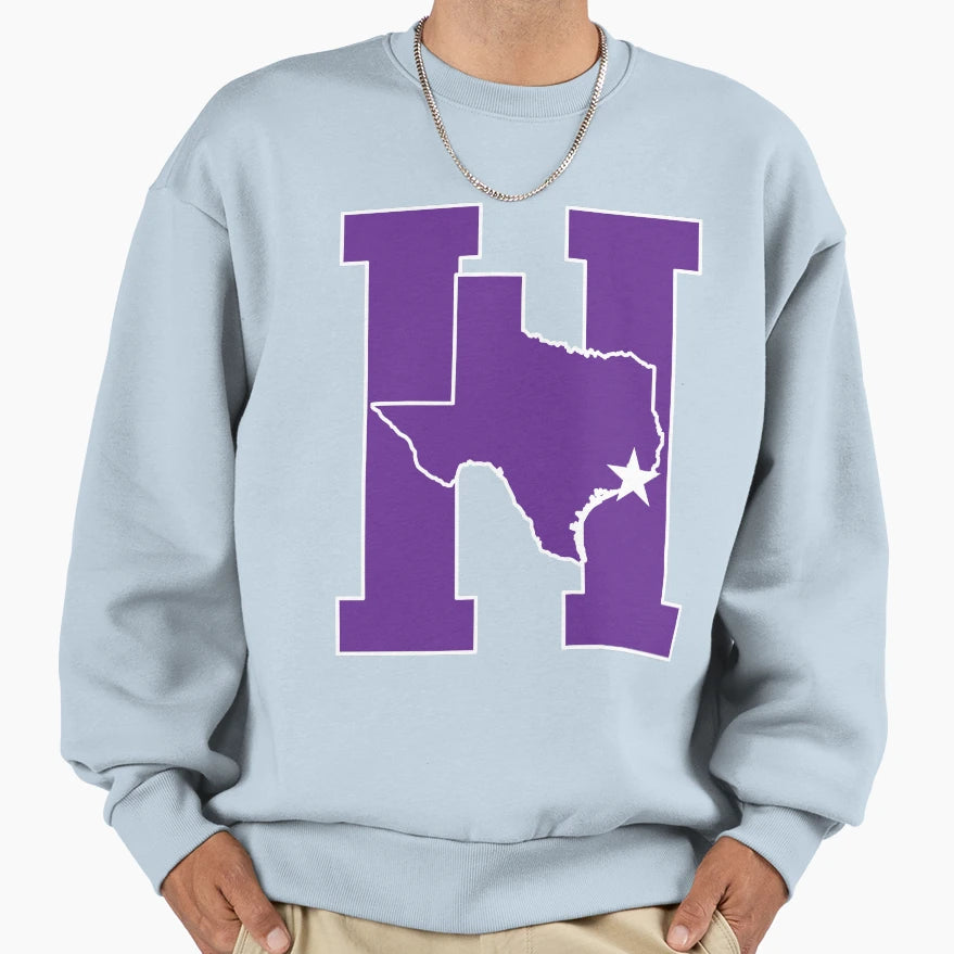 Houston Texas H Town Purple Sweatshirt - Casual Everyday Wear Men Women - T-Shirt, Sweatshirt, Hoodie
