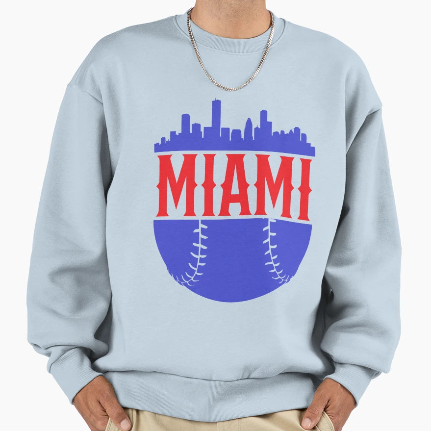 Miami Florida Cityscape Basketball T-Shirt - Trendy Graphic Men Women - T-Shirt, Sweatshirt, Hoodie