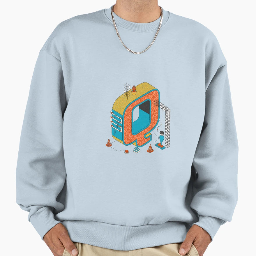 Letter Q Sweatshirt - Minimalist Print for Adults - T-Shirt, Sweatshirt, Hoodie