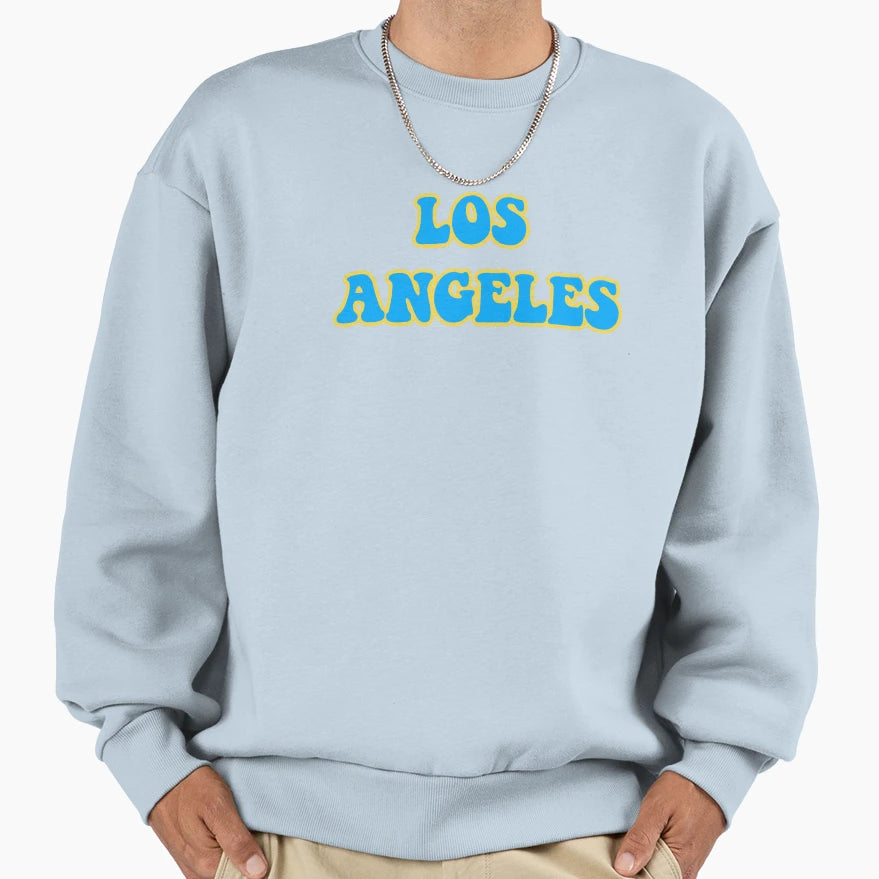 Blue Los Angeles Yellow Outline Sweatshirt - Aesthetic Graphic for Adults - T-Shirt, Sweatshirt, Hoodie
