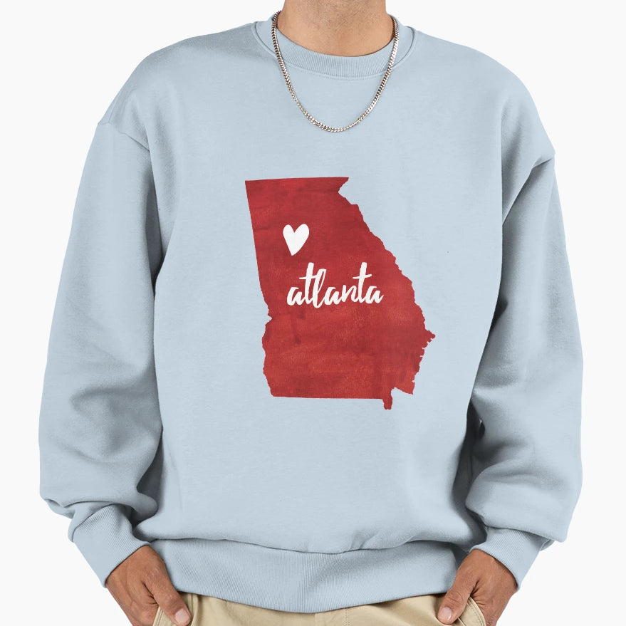 Atlanta Ga Red Sweatshirt - Minimalist Print Unisex - T-Shirt, Sweatshirt, Hoodie
