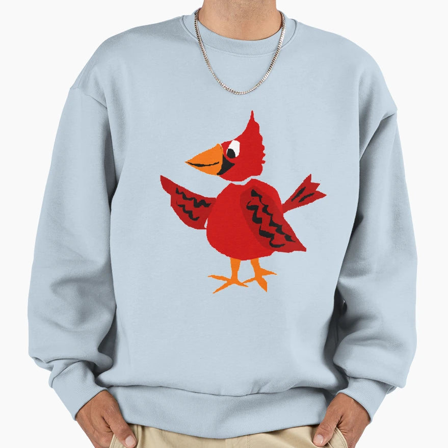 Funky Red Cardinal Bird Primitive Sweatshirt - Aesthetic Graphic Men Women - T-Shirt, Sweatshirt, Hoodie