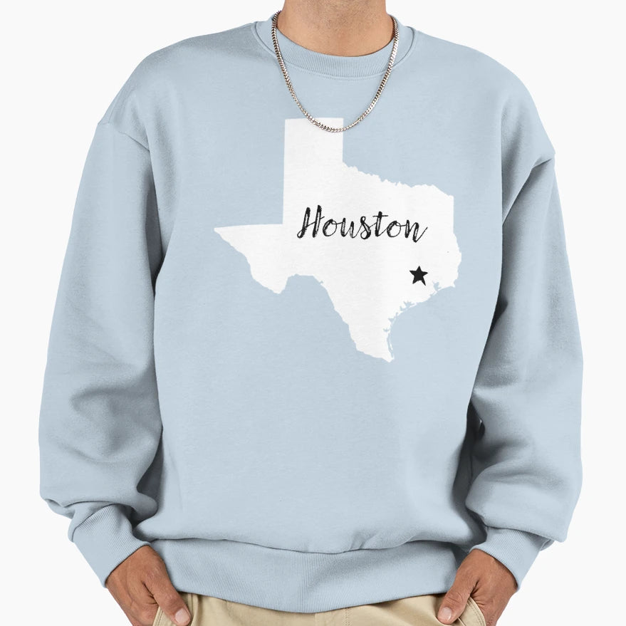 Houston Star Sweatshirt - Custom Art Print Men Women - T-Shirt, Sweatshirt, Hoodie