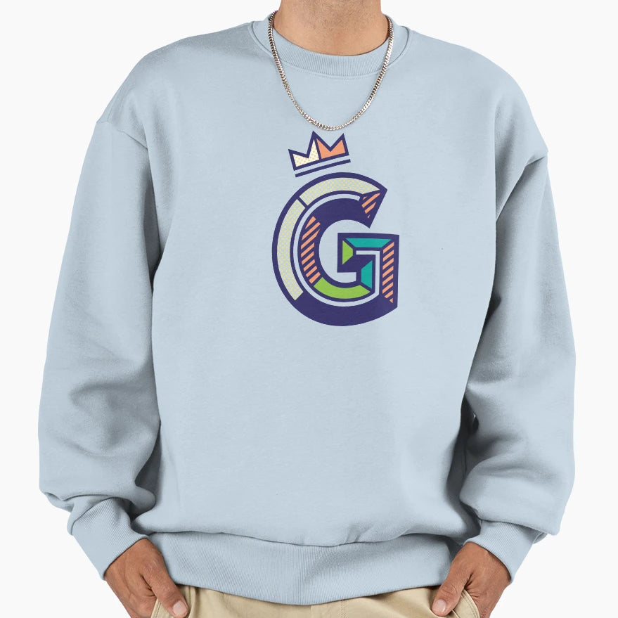 Crowned G Initial Sweatshirt - Unique Graphic for Adults - T-Shirt, Sweatshirt, Hoodie