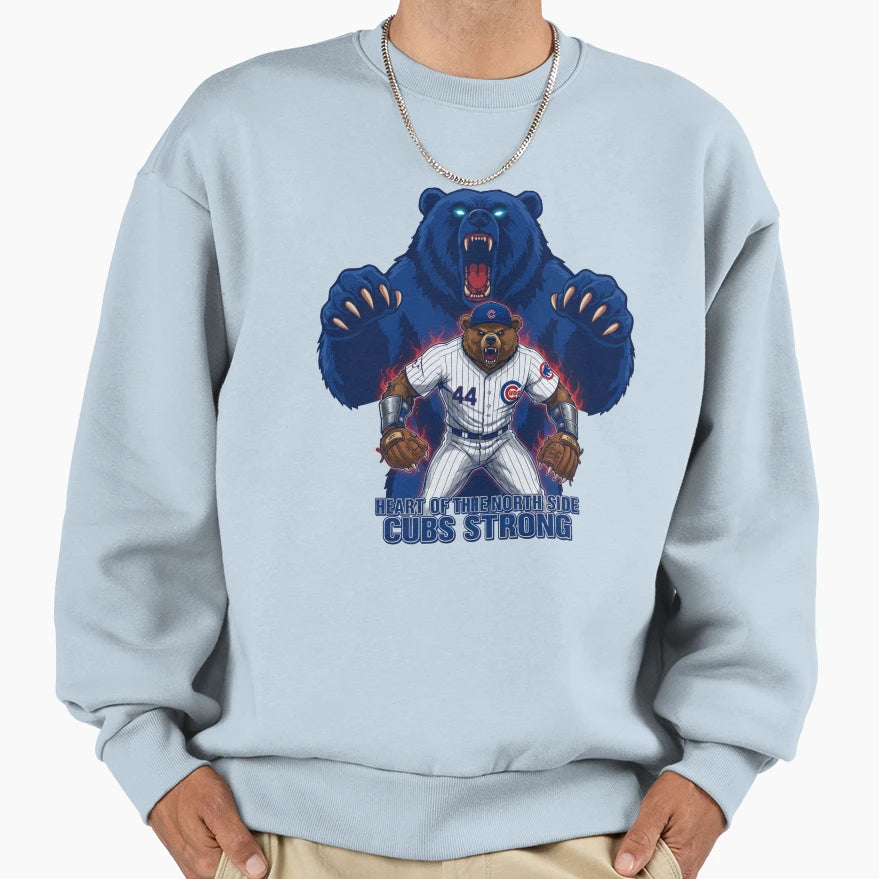 Furious Bear Baseball Mascot Chicago Sweatshirt - Unique Graphic Men Women - T-Shirt, Sweatshirt, Hoodie