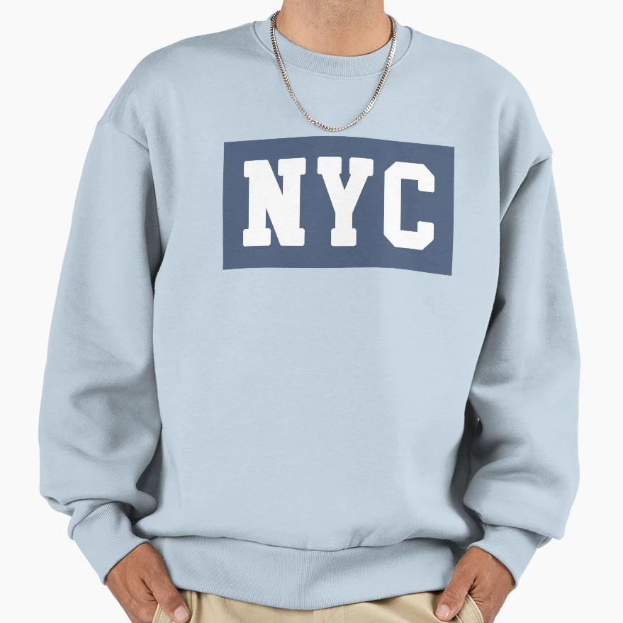 Nyc New York City Blue Background Sweatshirt - Fun Novelty Design Men Women - T-Shirt, Sweatshirt, Hoodie