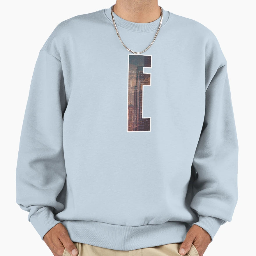 Letter E City Art Sweatshirt - Minimalist Print for Adults - T-Shirt, Sweatshirt, Hoodie
