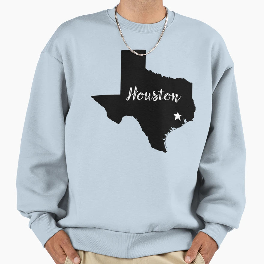Houston Star Sweatshirt - Fun Novelty Design Men Women - T-Shirt, Sweatshirt, Hoodie