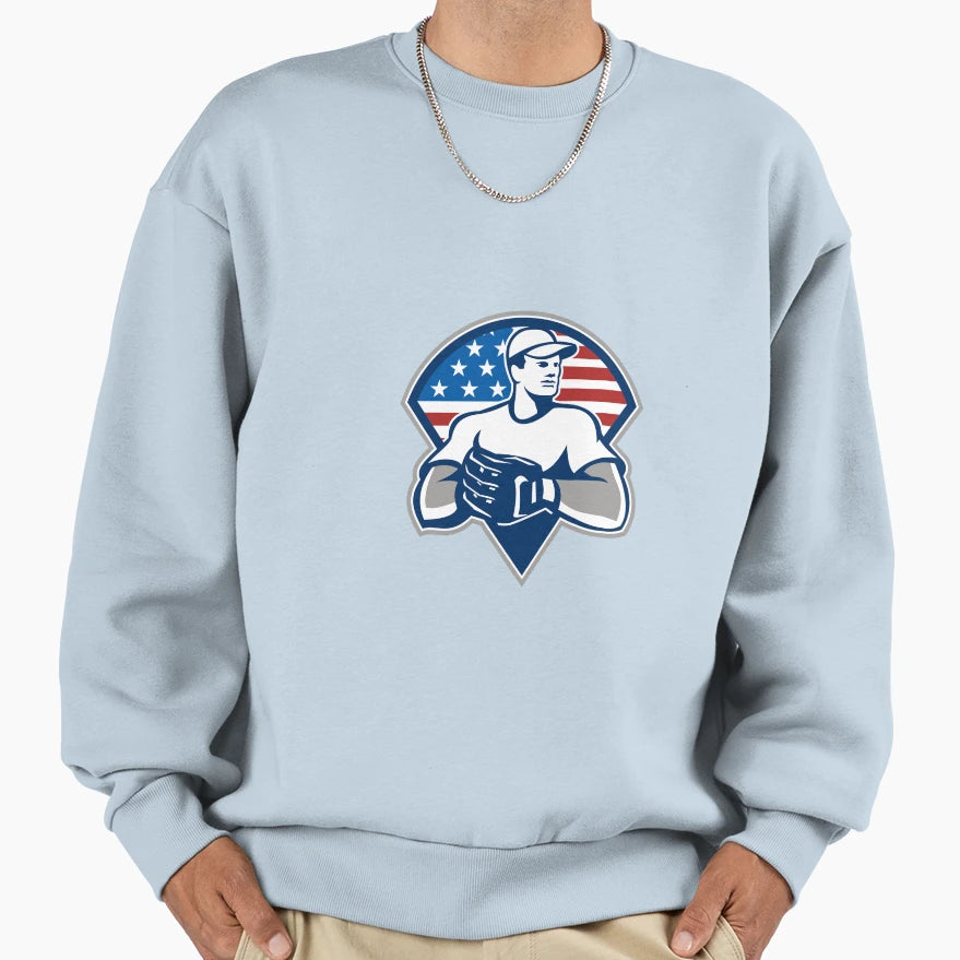 American Baseball Pitcher Sweatshirt - Casual Everyday Wear Men Women - T-Shirt, Sweatshirt, Hoodie