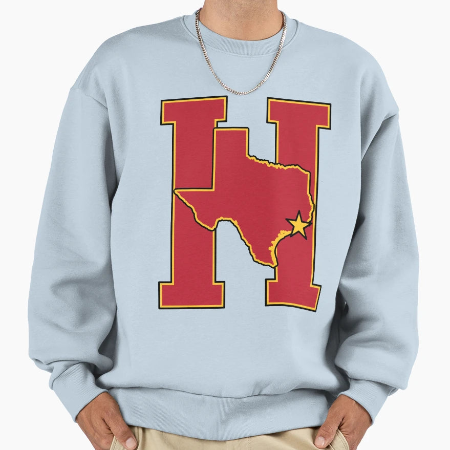 Houston Texas H Town Hoops Sweatshirt - Casual Everyday Wear Unisex - T-Shirt, Sweatshirt, Hoodie