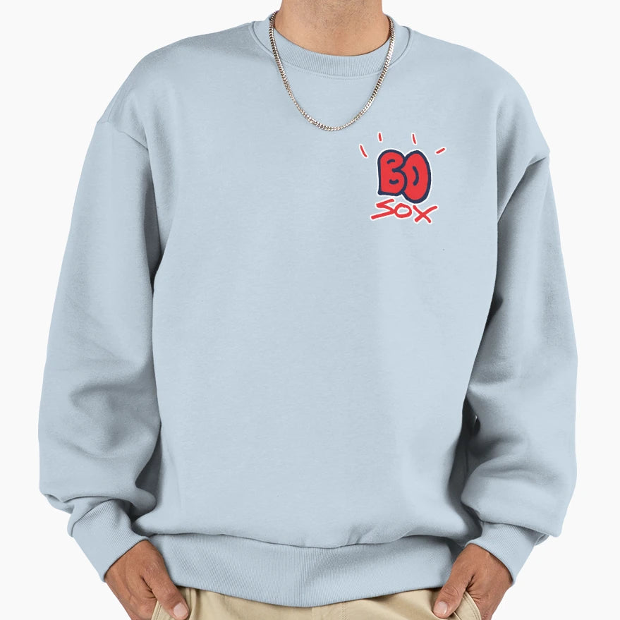 Bo Sox White Sweatshirt - Custom Art Print Men Women - T-Shirt, Sweatshirt, Hoodie