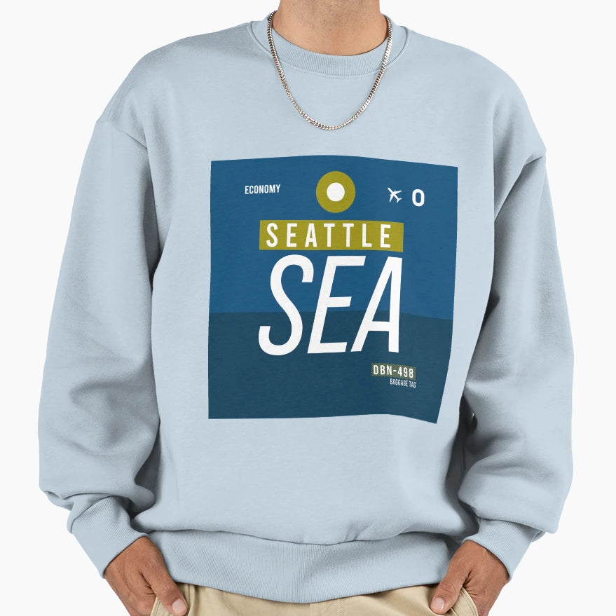 Seattle Sea Luggage Tag Airport Sweatshirt - Fun Novelty Design Unisex - T-Shirt, Sweatshirt, Hoodie