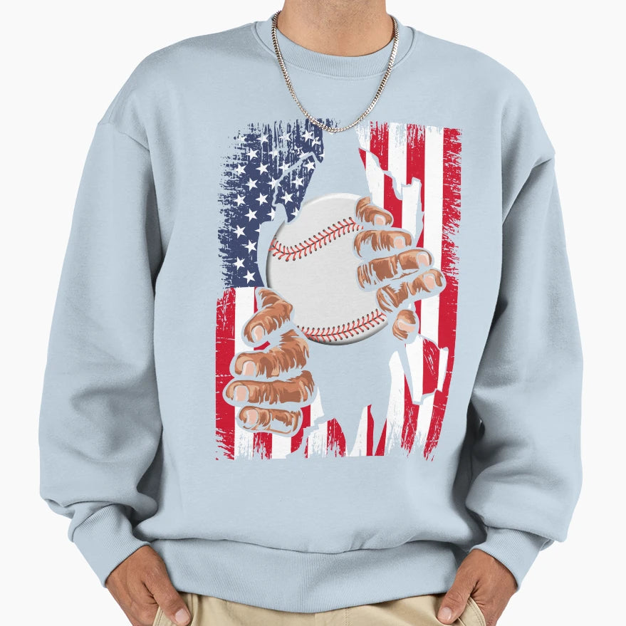 Baseball Softball American Sweatshirt - Casual Everyday Wear for Adults - T-Shirt, Sweatshirt, Hoodie
