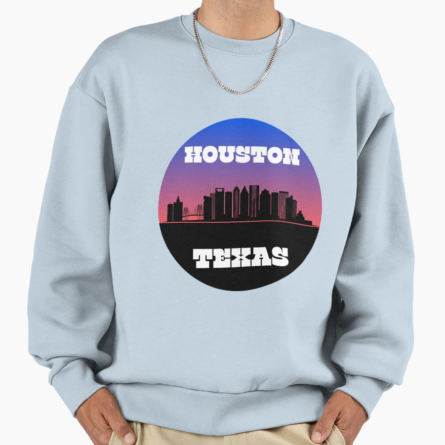Houston Skyline Sweatshirt - Custom Art Print for Adults - T-Shirt, Sweatshirt, Hoodie