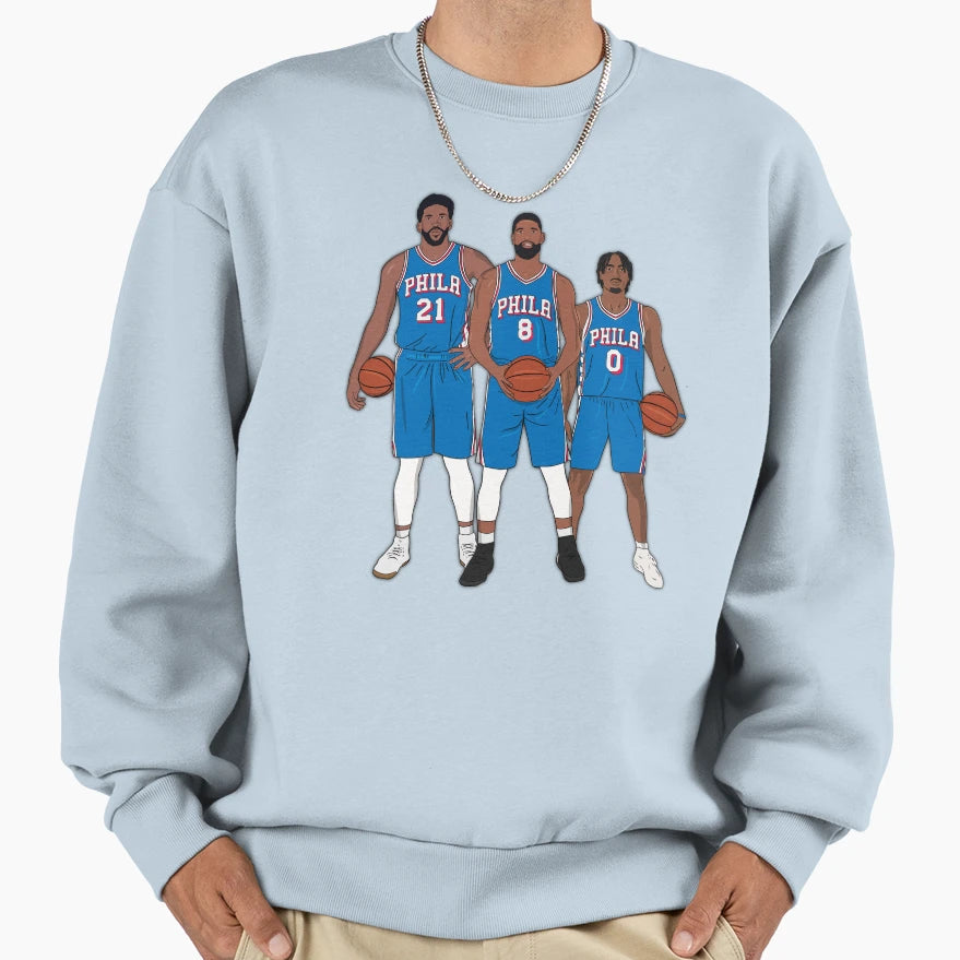 Philadelphia Basketball Big Three Sweatshirt - Graphic Print Unisex - T-Shirt, Sweatshirt, Hoodie