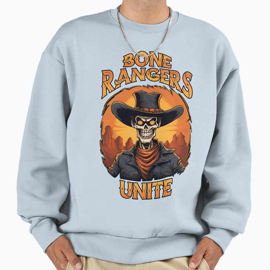 Western Halloween Skeleton Sweatshirt - Casual Everyday Wear for Adults - T-Shirt, Sweatshirt, Hoodie