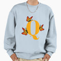 Letter Q Alphabet Monogram Butterfly Sweatshirt - Unique Graphic Unisex - T-Shirt, Sweatshirt, Hoodie