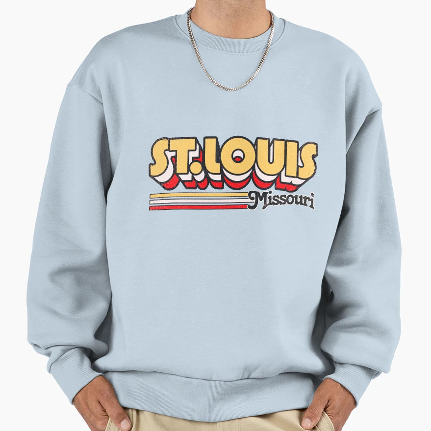 St Louis Mo City Stripes Sweatshirt - Unique Graphic Unisex - T-Shirt, Sweatshirt, Hoodie