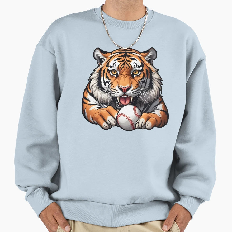 Tiger Baseball Clipart Sweatshirt - Unique Graphic for Adults - T-Shirt, Sweatshirt, Hoodie