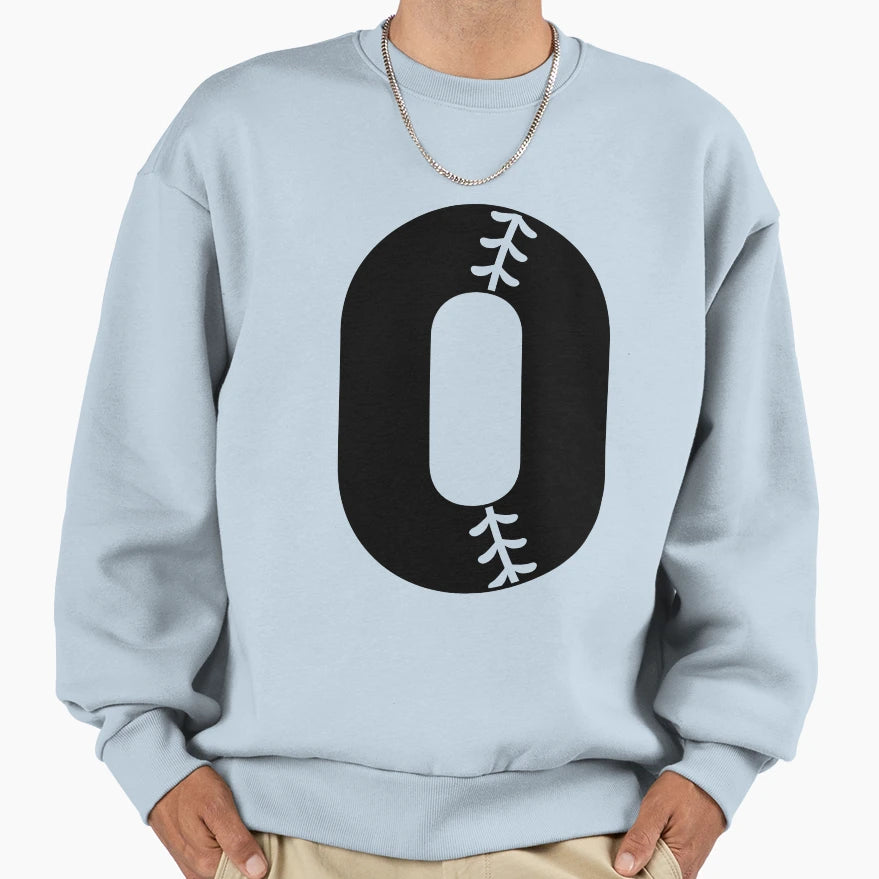 Baseball Number 0 Sweatshirt - Fun Novelty Design for Adults - T-Shirt, Sweatshirt, Hoodie