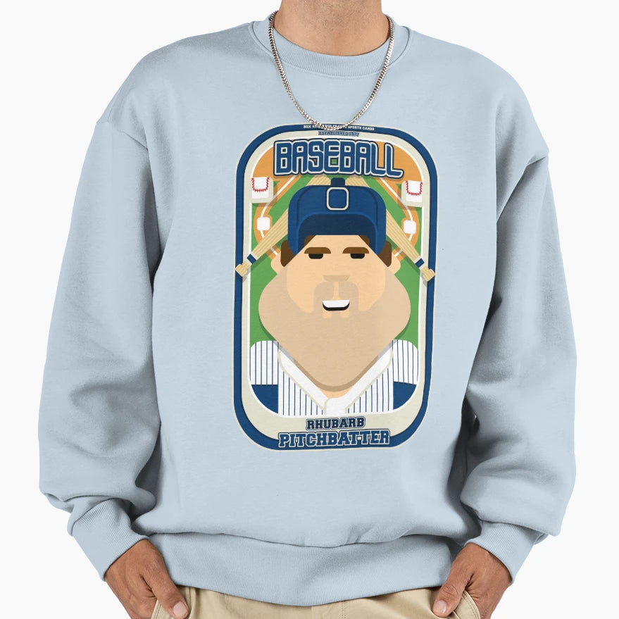 Baseball Blue Pinstripes Rhubarb Sweatshirt - Novelty Apparel Unisex - T-Shirt, Sweatshirt, Hoodie