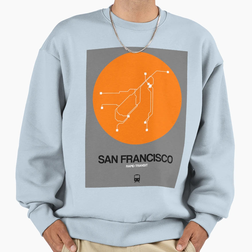 San Francisco Orange Subway Map Sweatshirt - Unique Graphic for Adults - T-Shirt, Sweatshirt, Hoodie