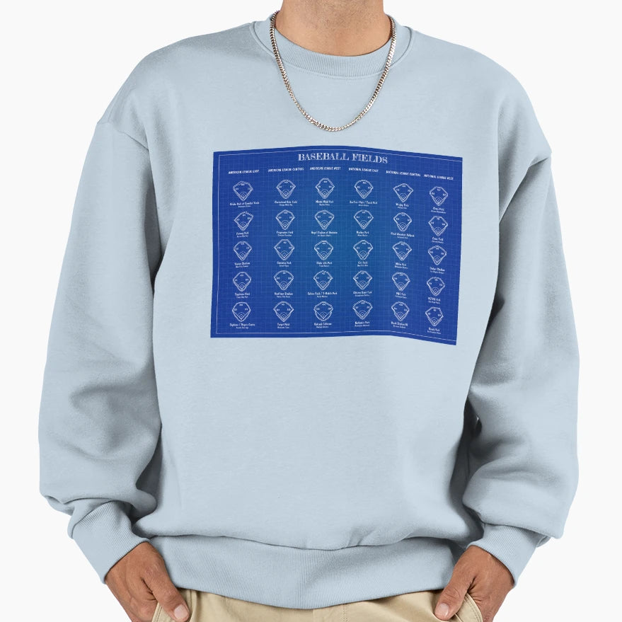 Baseball Fields Blueprint Sweatshirt - Streetwear Style Men Women - T-Shirt, Sweatshirt, Hoodie