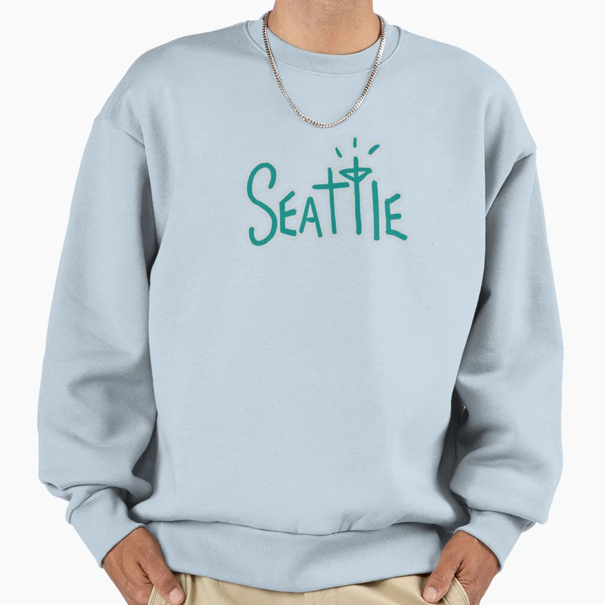 Seattle Baseball Text Sweatshirt - Custom Art Print for Adults - T-Shirt, Sweatshirt, Hoodie
