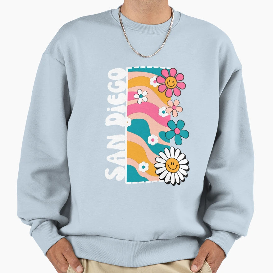 San Diego Flowers Sweatshirt - Graphic Print Unisex - T-Shirt, Sweatshirt, Hoodie