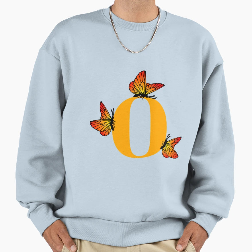 Letter O Alphabet Monogram Butterfly Sweatshirt - Fun Novelty Design Unisex - T-Shirt, Sweatshirt, Hoodie