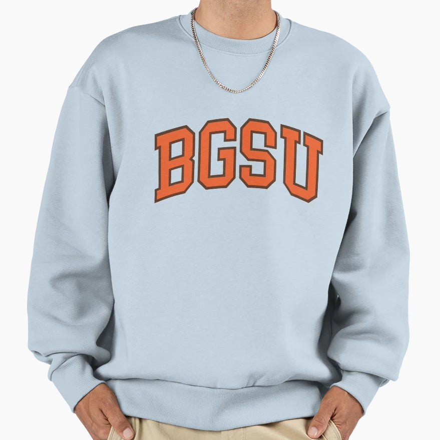 Bgsu College Font Curved Sweatshirt - Custom Art Print for Adults - T-Shirt, Sweatshirt, Hoodie