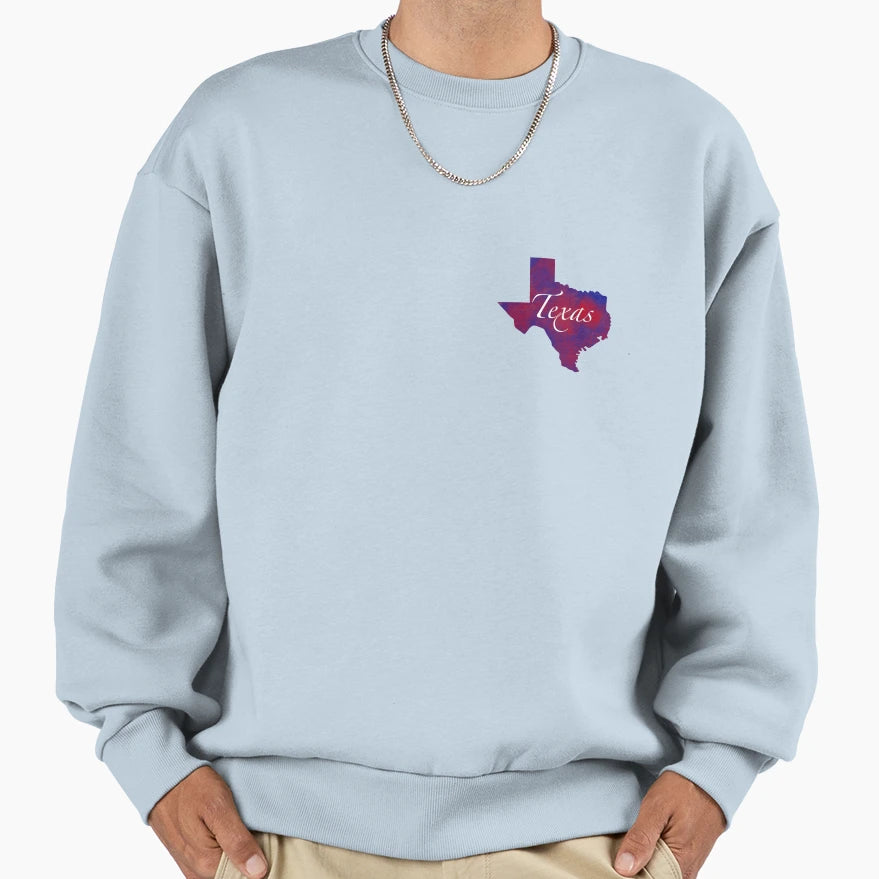 Texas State Map Sweatshirt - Custom Art Print Unisex - T-Shirt, Sweatshirt, Hoodie