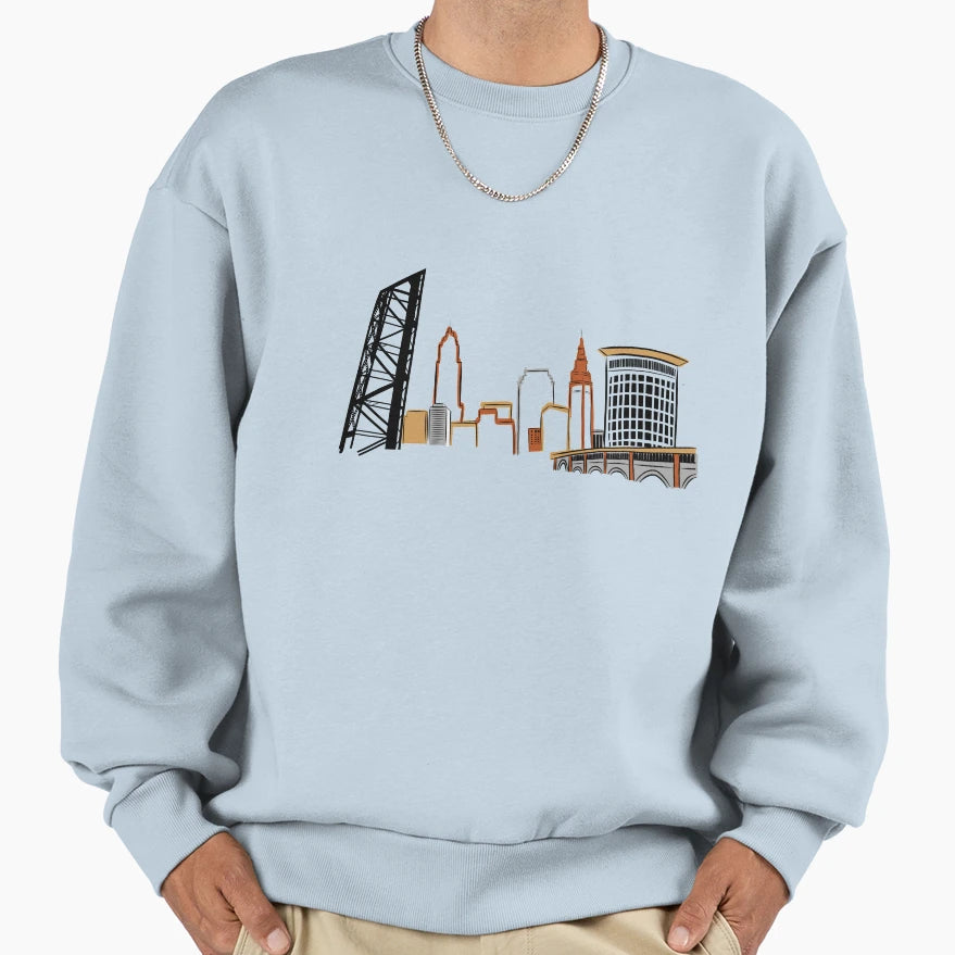 Cleveland City Skyline Sweatshirt - Custom Art Print Unisex - T-Shirt, Sweatshirt, Hoodie