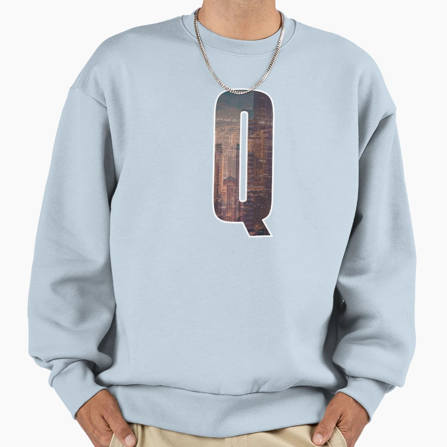 Letter Q City Art Sweatshirt - Minimalist Print Unisex - T-Shirt, Sweatshirt, Hoodie