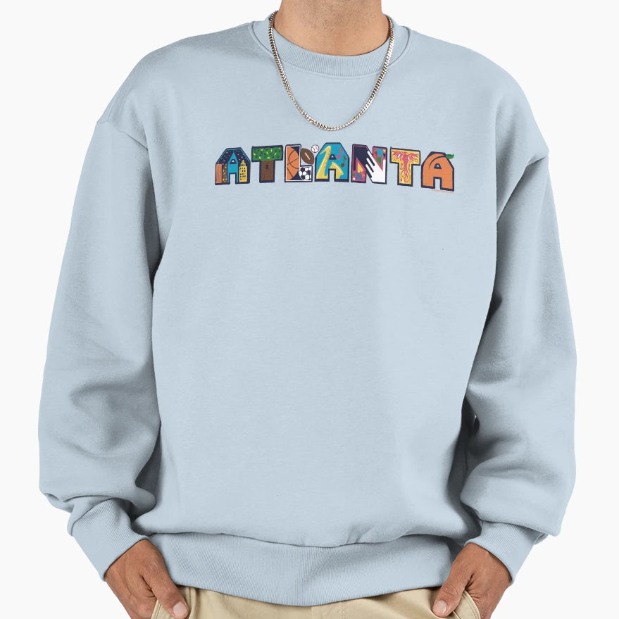 Atlanta Block Text Skyline Big Sweatshirt - Fun Novelty Design for Adults - T-Shirt, Sweatshirt, Hoodie