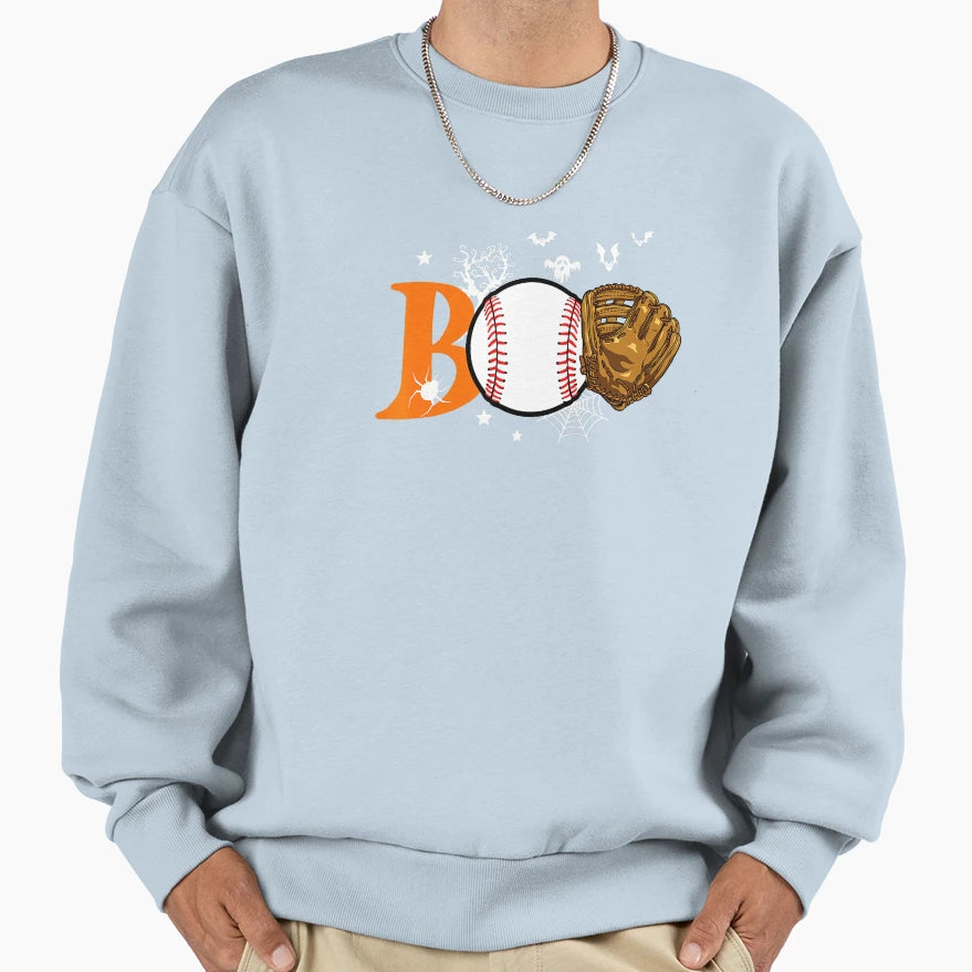 Boo Baseball Halloween Player Sweatshirt - Aesthetic Graphic Men Women - T-Shirt, Sweatshirt, Hoodie